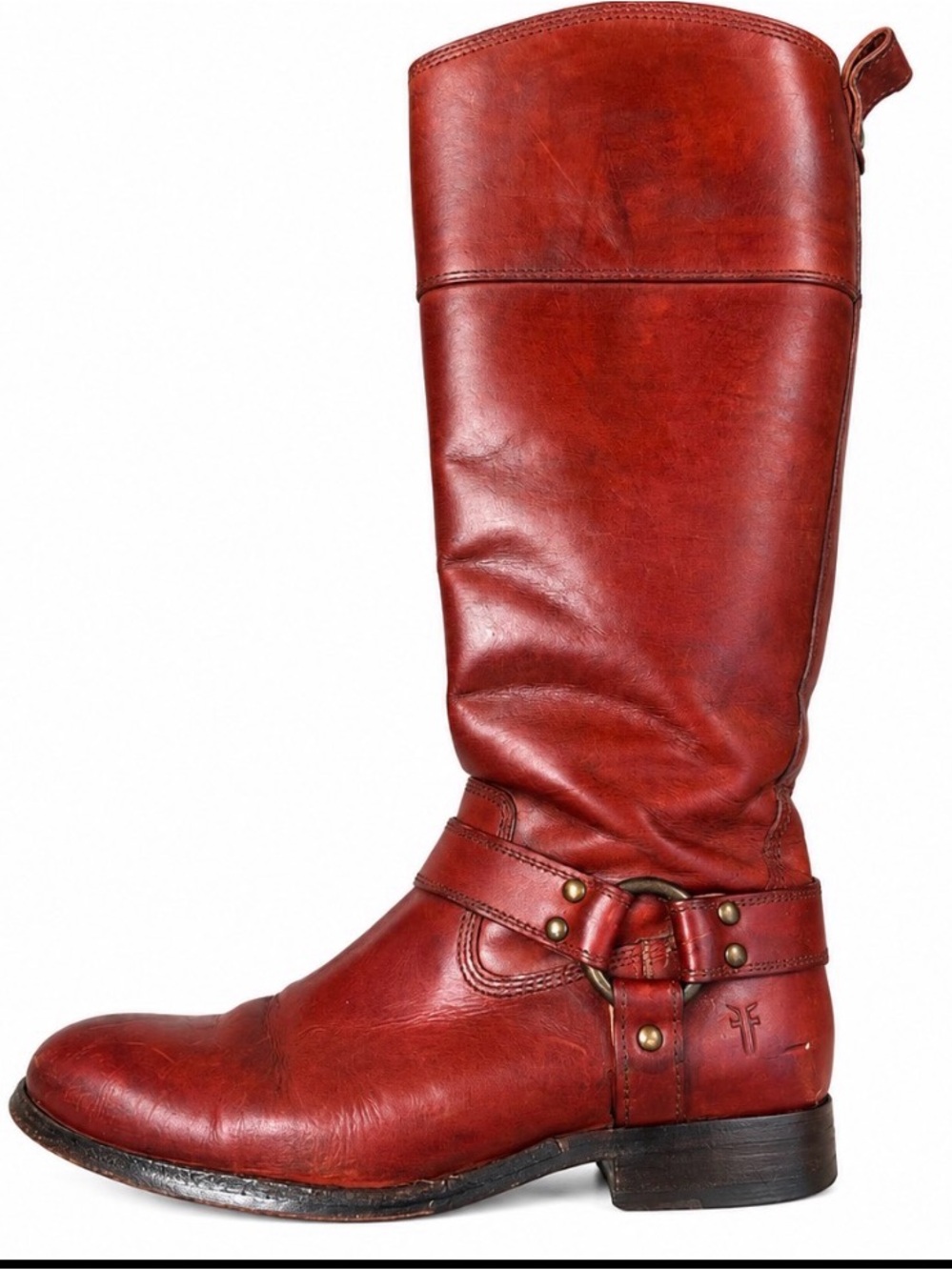 Frye Melissa Harness Tall reddish-brown/cognac color riding boots SZ 5 1/2 B